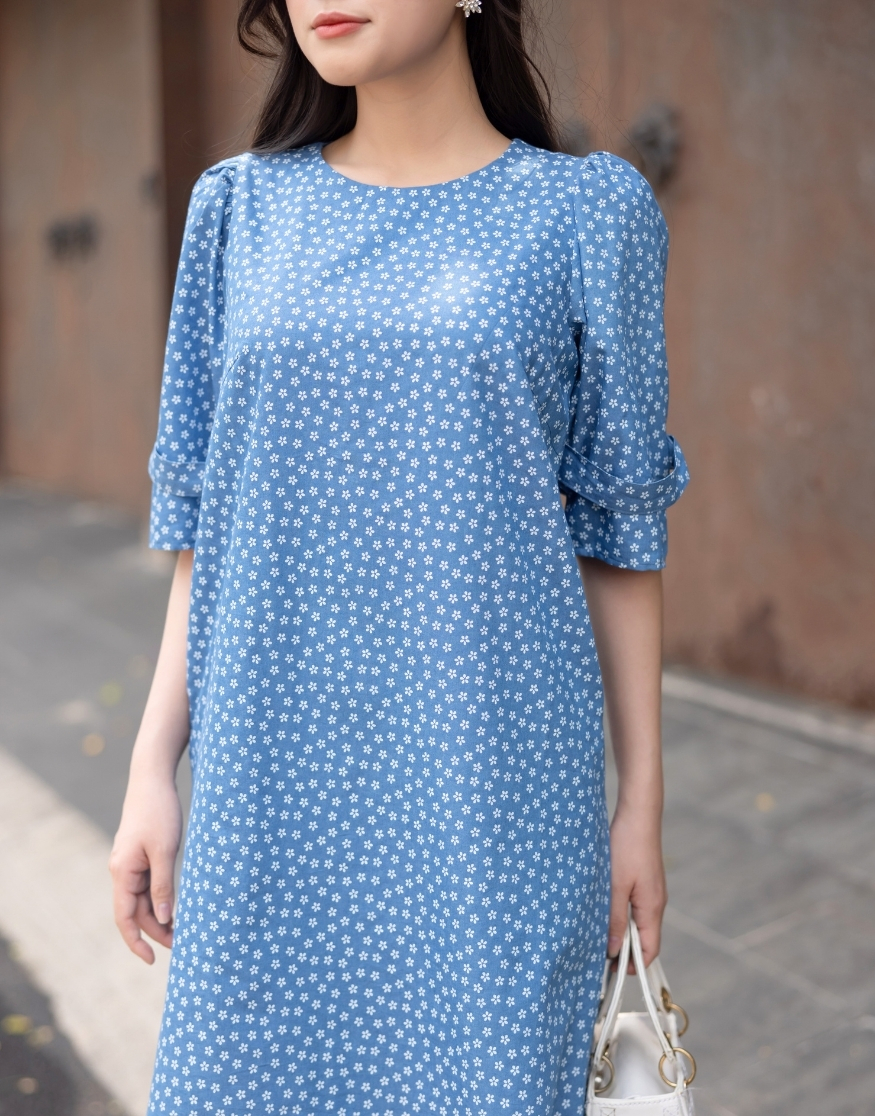 Đầm Jean Wash Suông Tay Nẹp - D09293LW07