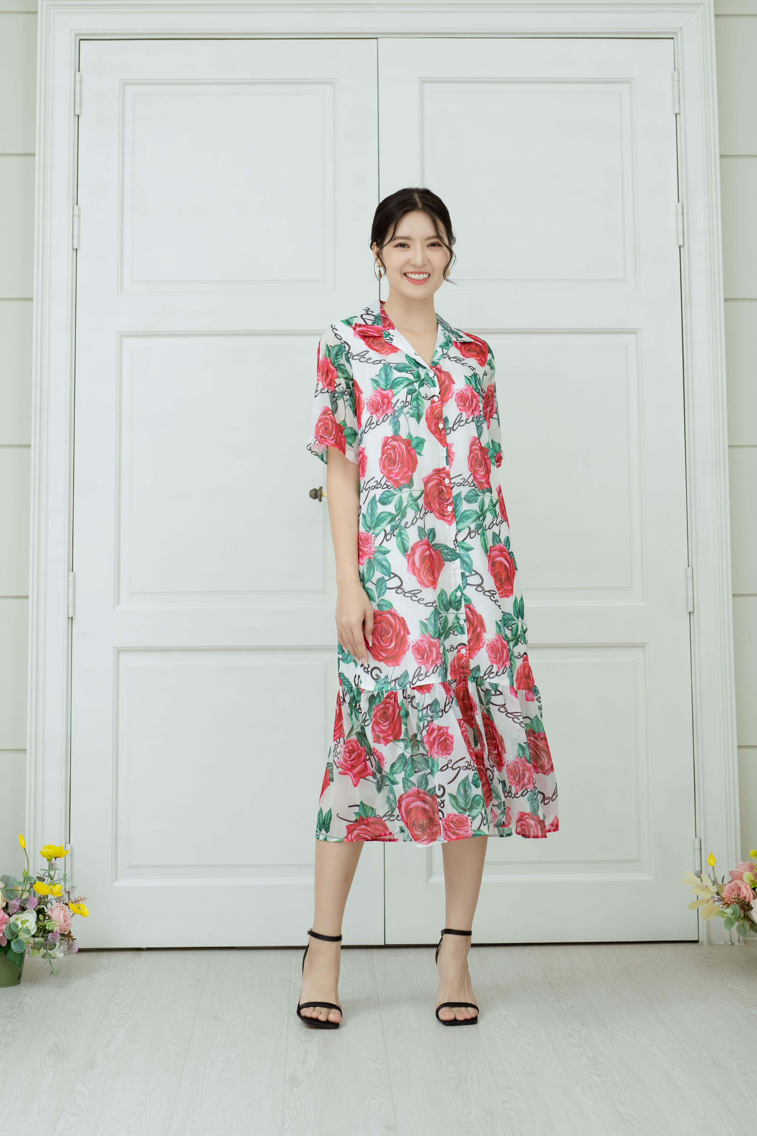 Đầm Sơ Mi Form Rộng Vải Tơ Bông Swanlake - D10150LW03