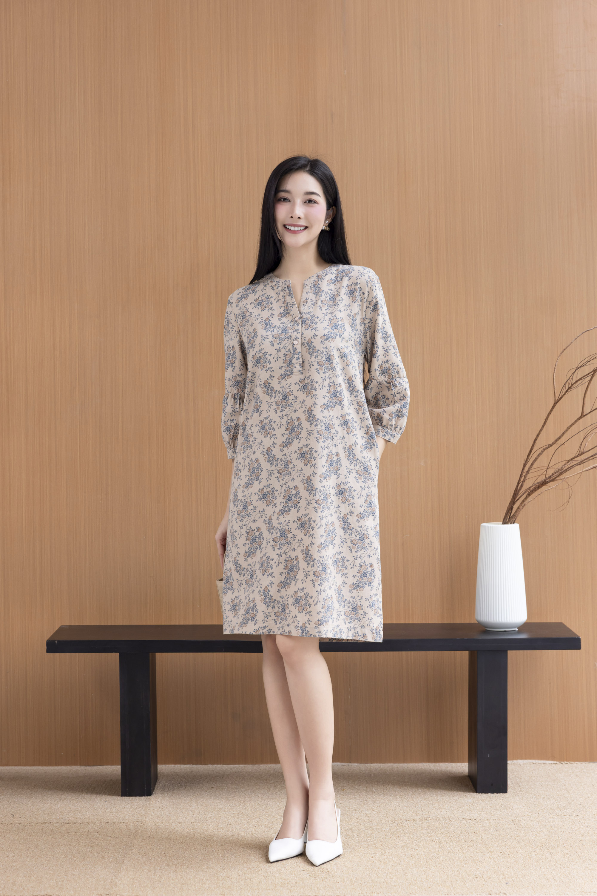 Đầm Phom Suông Cotton Tay Lỡ  Swanlake - D12364LW01