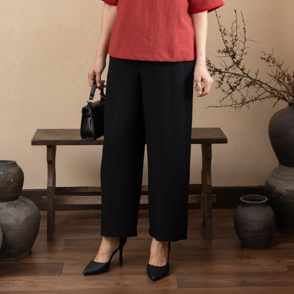 M Collection | Quần Trung Niên Tặng Mẹ Ống Suông Lưng Thun Lụa Hàn - Q12325LW01