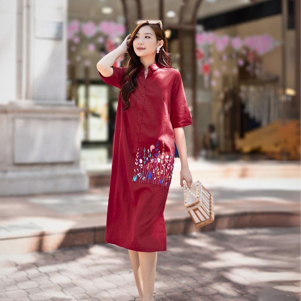 Đầm Sơ Mi Thêu Swanlake - D11297LW04