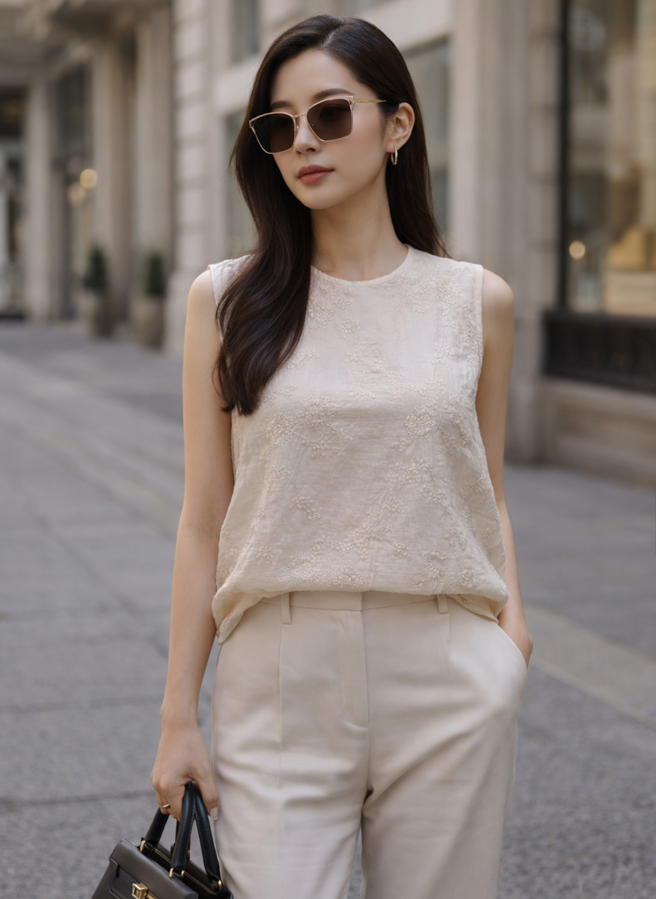 SWANLAKE | Áo Kiểu Nữ Vải Cotton Thêu Hoa Sát Nách Cổ Tròn Trẻ Trung Năng Động Dạo Phố Hè A13744LW01
