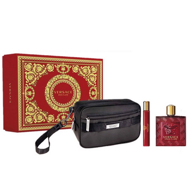 Giftset Versace Eros Flame Eau De Parfum ( 100ml & 10ml & Travel Bag )