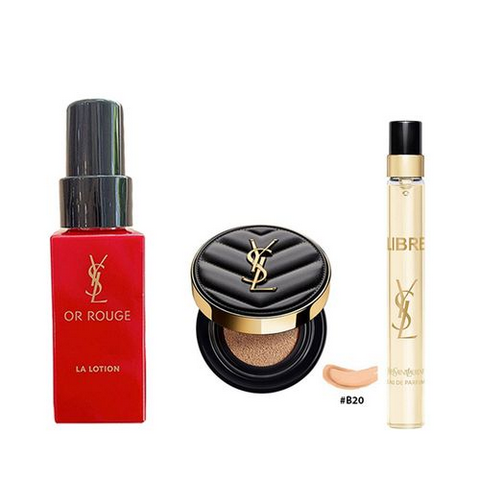 Set Lotion + Phấn Nước + Nước hoa Yves Saint Laurent YSL (Or Rogeu La Lotion 30ml + Cushion B20 5g + YSL Libre EDP 10ml)