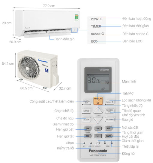 Điều hòa Panasonic Inverter 1.5 HP CU/CS-PU12ZKH-8M