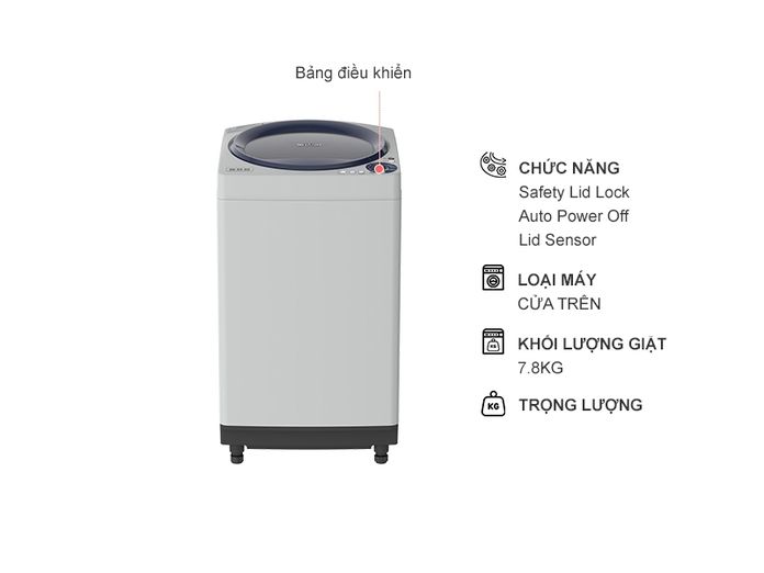 Máy Giặt Sharp 7.8 kg ES-W78GV-G
