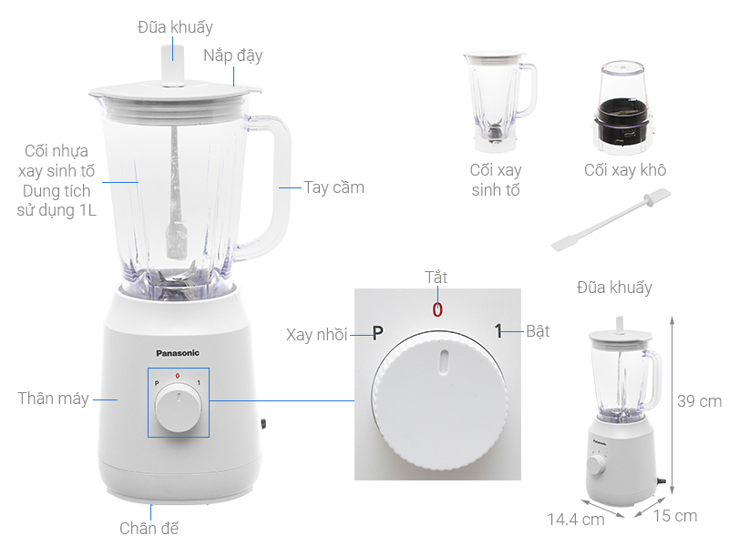 Máy xay sinh tố đa năng Panasonic MX-EX1031WRA - 3 cối