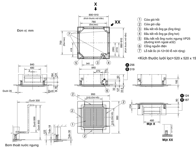 Điều hòa âm trần Panasonic 48000BTU S-48PU2H5-8/U-48PS2H5-8 1 chiều Inverter