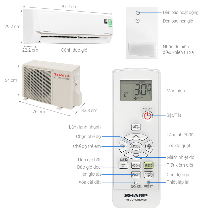 Điều hòa Sharp Inverter 18000 BTU AH-X18CEWC