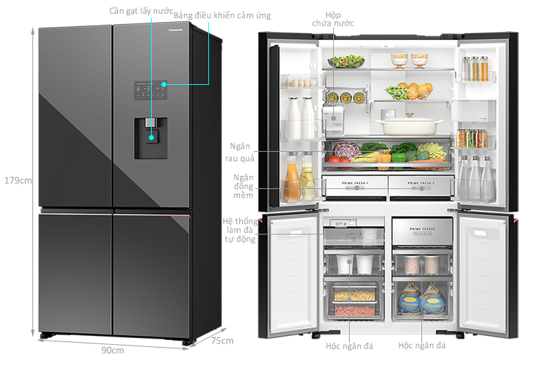 Tủ lạnh Panasonic Inverter 621 lít PRIME+ Edition Multi Door NR-XY680YMMV