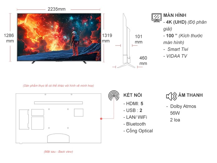 Smart Tivi QLED Toshiba 4K 100 inch 100Z670NP [2024]