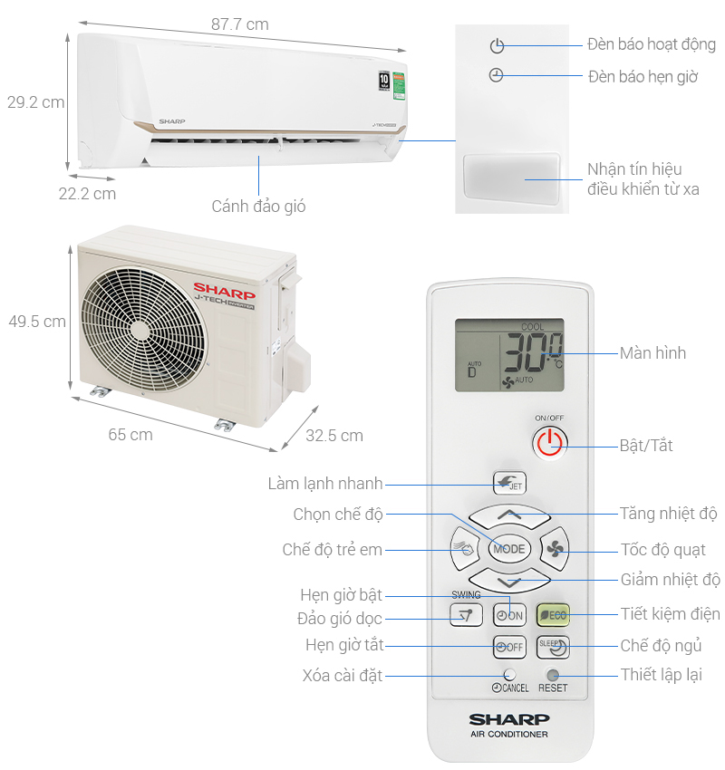 Điều hòa Sharp Inverter 12000 BTU AH-X13CEWC (2025)