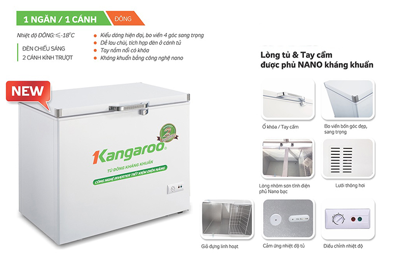Tủ đông Kangaroo 90 lít KG168NC1