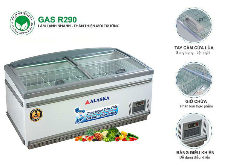 Tủ đông Alaska KT-450 mặt kính phẳng