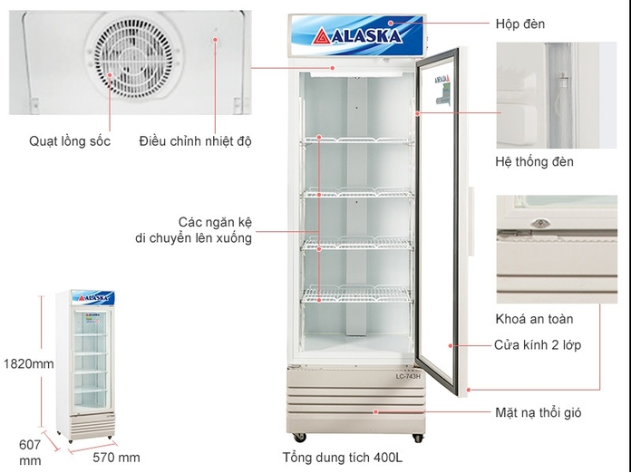 Tủ mát Alaska 450L LC-385 1 cửa mở
