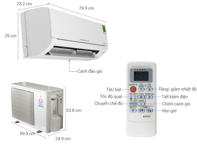 Điều hòa 2 chiều Mitsubishi Electric Inverter 2 HP MSZ-HL50VA