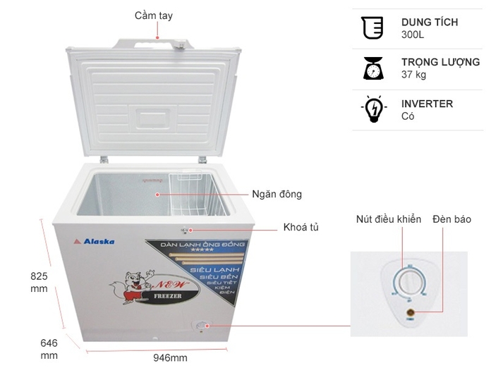 Tủ đông Alaska 300 lít BD-300C 