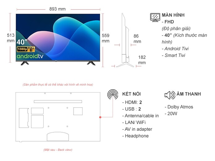 Android Tivi Hisense Full HD 40 inch 40A4200G
