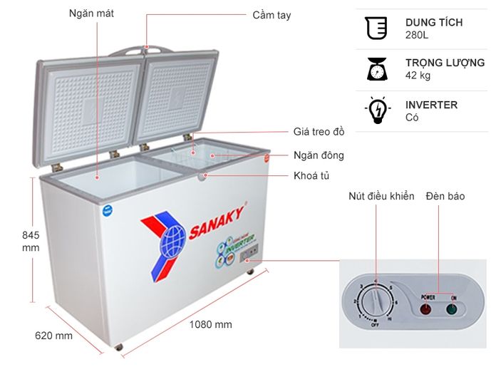 Tủ đông Sanaky Inverter 230 lít VH-2899W3