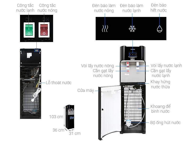 Máy nước nóng lạnh Toshiba RWF-W1669BV (K1)