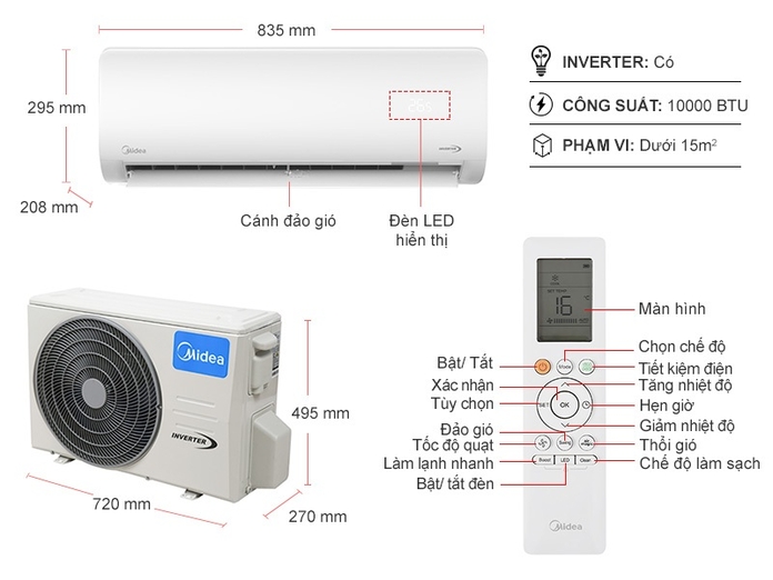 Điều hòa Midea Inverter 1 HP MSAG-10CRDN8