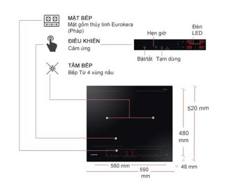 Bếp Từ NZ64B5066FK/SV Vùng Nấu Linh Hoạt Dual Flex 7.4 KW, Màu Đen