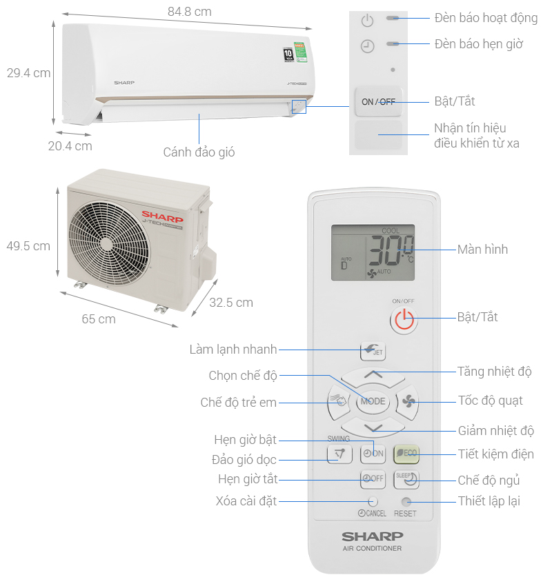 Điều hòa Sharp Inverter 9000 BTU AH-X10CEWC (2025)