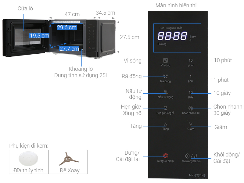 Lò vi sóng có nướng Panasonic NN-GT35NBYUE 24 lít