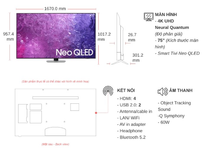 Smart Tivi Neo QLED 4K 75 inch Samsung QA75QN90C