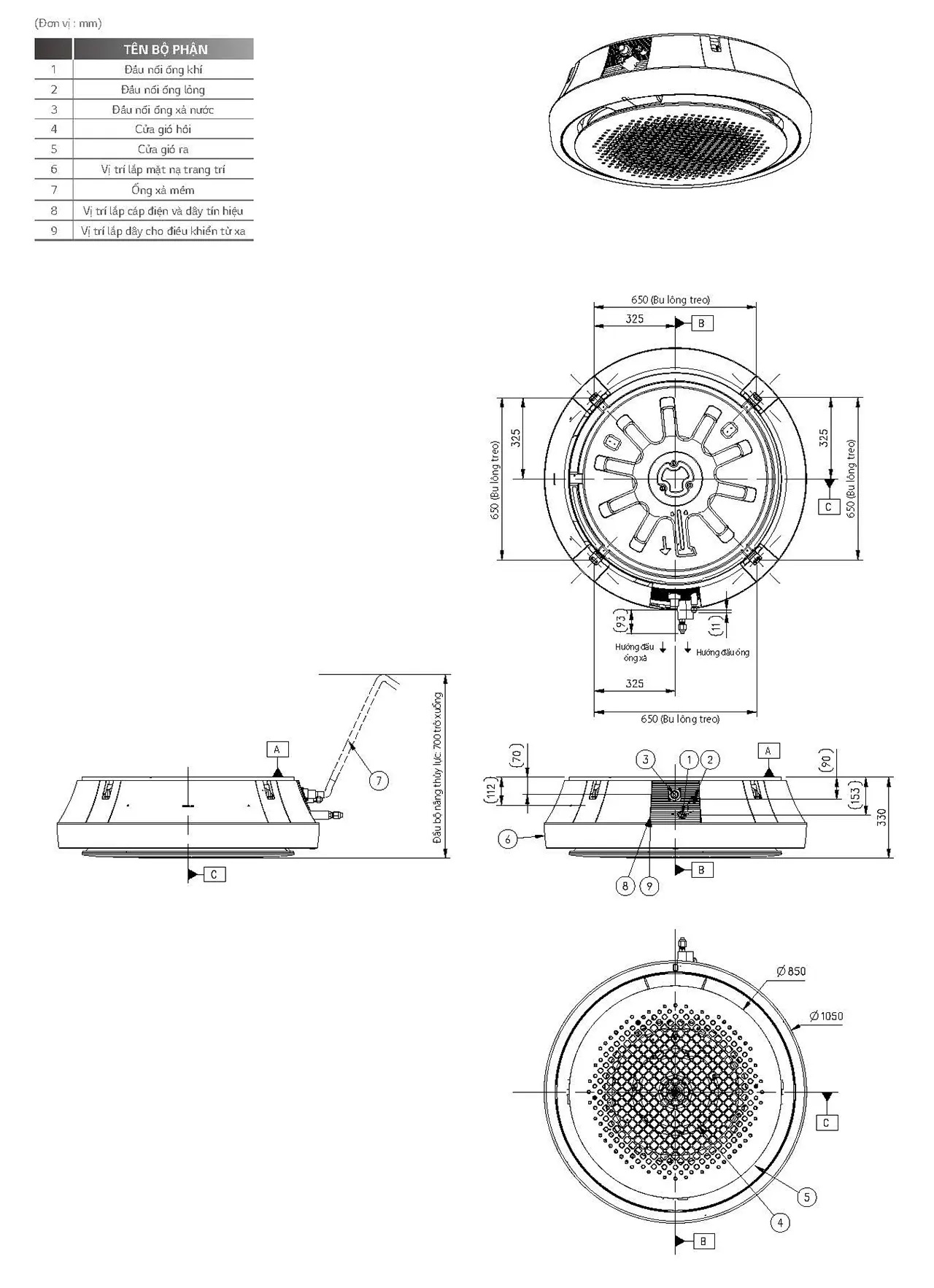 Điều hòa âm trần LG cassette tròn 360 36000BTU ZTNQ36GYLA0
