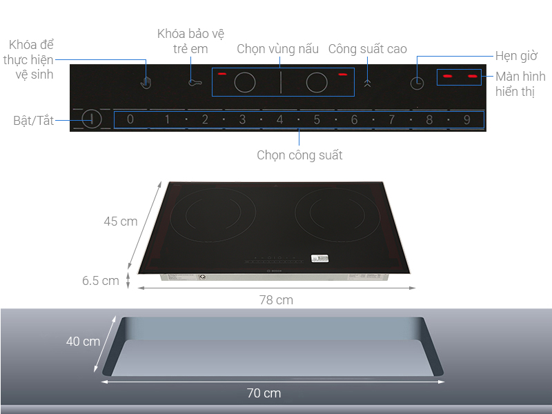Bếp Từ Đôi Bosch PPI82566VN - Điều khiển Cảm Ứng Một Chạm Tối Ưu