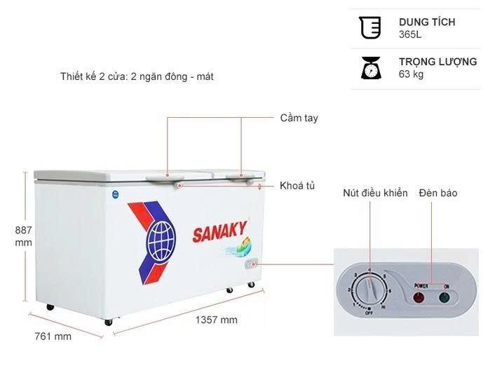 Tủ đông Sanaky 365 lít VH-5699W1