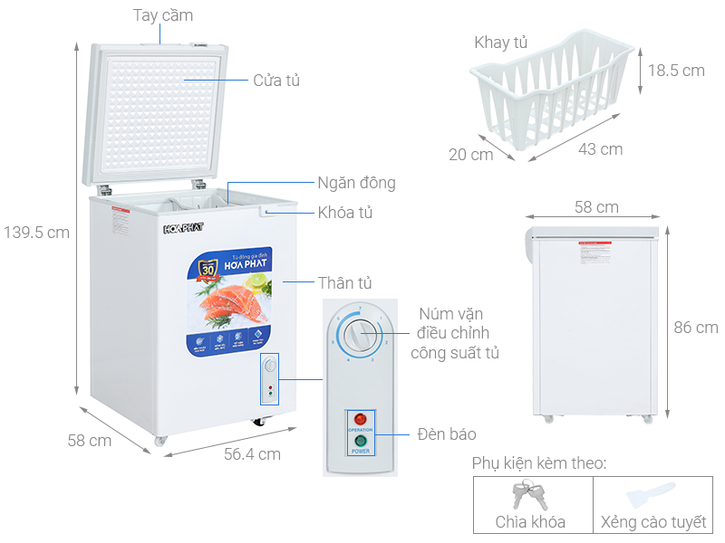 TỦ ĐÔNG 107 LÍT HÒA PHÁT HPF-AN6107
