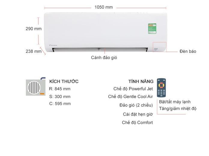 Điều hòa Daikin 1 chiều 21.000BTU FTC60NV1V/RC60NV1V