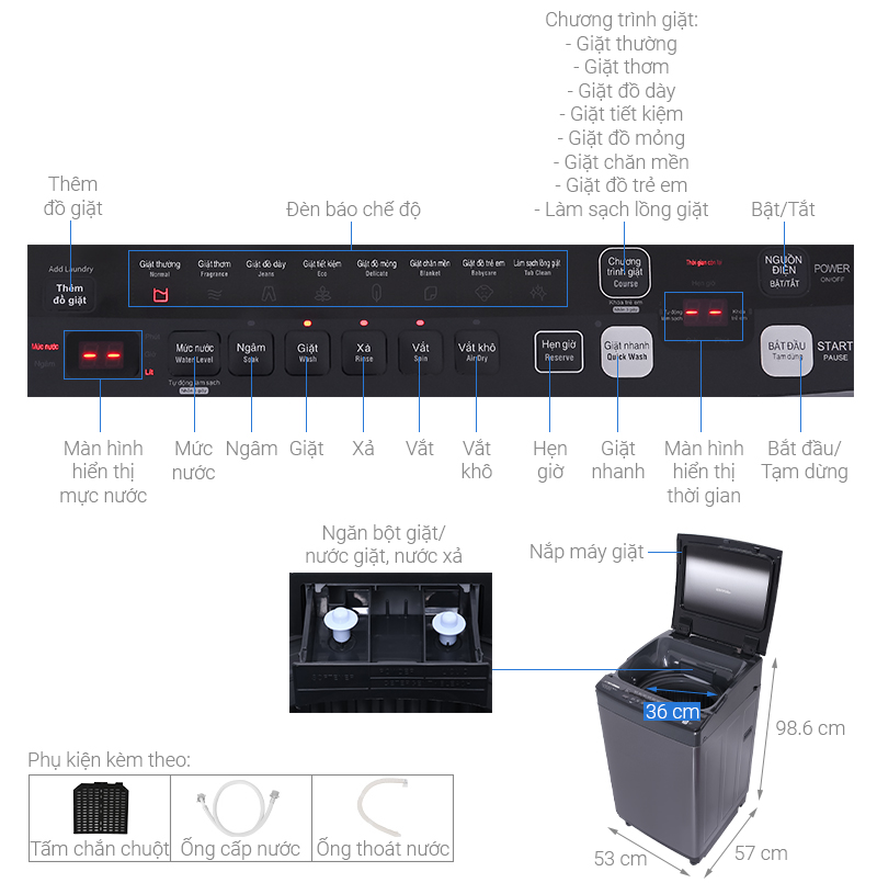 Máy giặt Sharp Inverter 9.5 Kg ES-X95HV-S