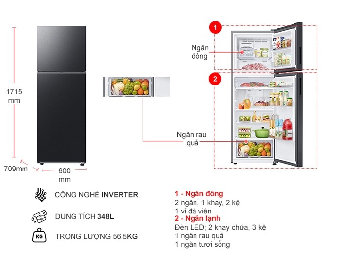 Tủ lạnh Samsung Inverter 348 lít RT35CG5424B1SV