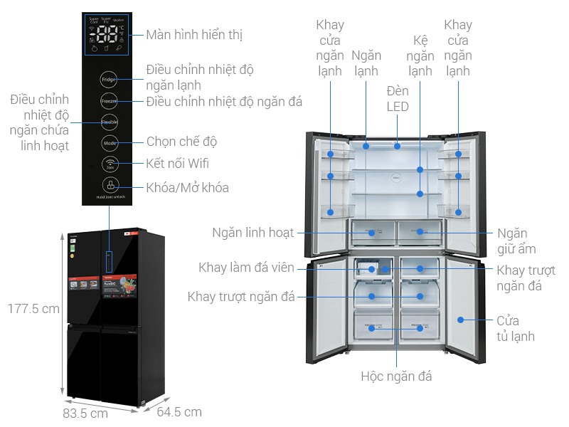 Tủ lạnh Origin Inverter Toshiba GR-RF611WI-PGV(22)-XK [2024]
