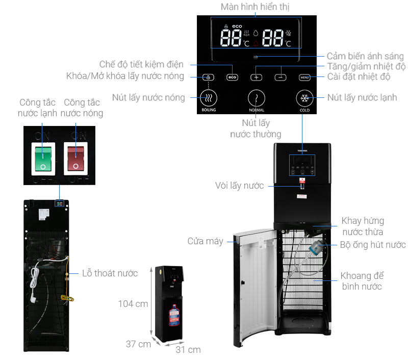 Máy nước nóng lạnh Toshiba RWF-W1830BV (K)