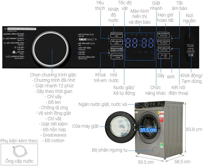 Máy giặt sấy Toshiba TWD-BM115GF4V(SK) 10.5/7kg - 2023
