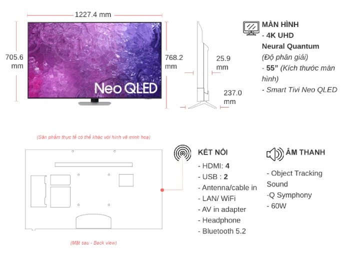 Smart Tivi Neo QLED 4K 55 inch Samsung QA55QN90C | Công ty TNHH Điện Máy ECC Việt Nam