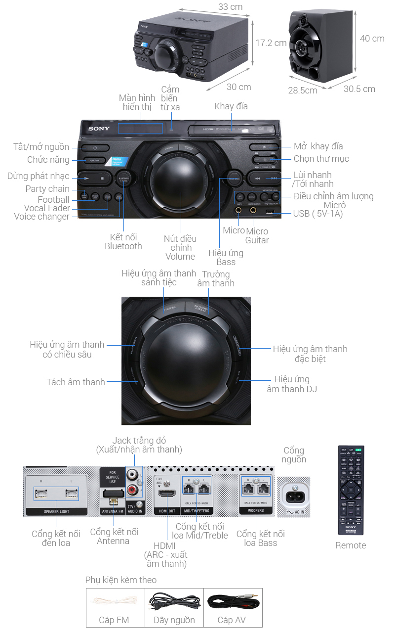 Dàn âm thanh Sony Hi-Fi 2.1 MHC-M60D