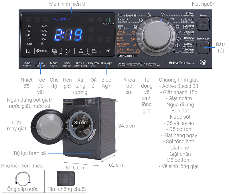 Máy giặt Panasonic Inverter 9.5 Kg NA-V95FX2BVT