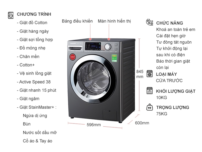 Máy giặt Panasonic Inverter 10 kg NA-V10FX1LVT
