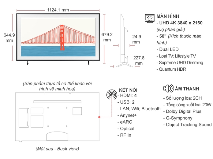 Smart Tivi Khung Tranh The Frame QLED Samsung 4K 50 inch QA50LS03DAKXXV