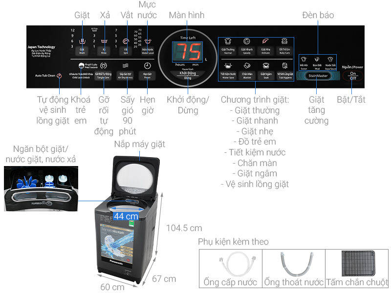 Máy giặt Panasonic Inverter 11.5 Kg NA-FD11AR1BV