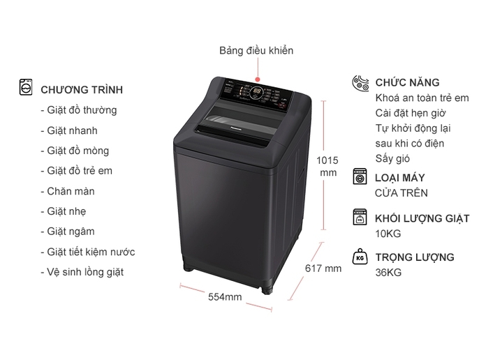 Máy giặt Panasonic 9 kg NA-F90A4BRV