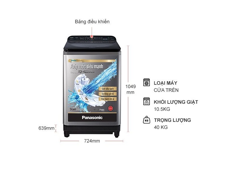 Máy giặt Panasonic Inverter 10.5 kg NA-FD10XR1LV