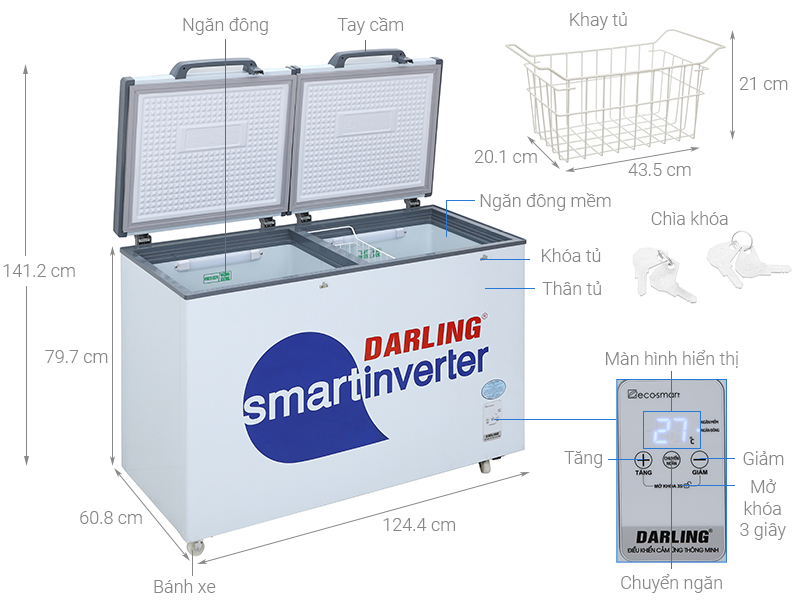 Tủ đông Darling Inverter 370 lít DMF-3699WSI