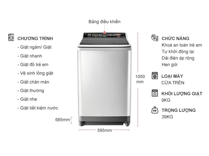 Máy giặt Panasonic 9 Kg NA-F90V5LRV