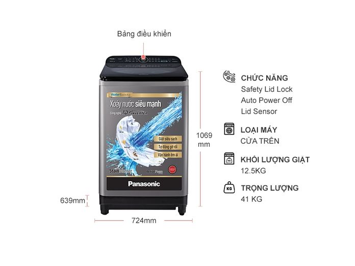 Máy giặt Panasonic Inverter 12.5 kg NA-FD12XR1LV